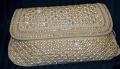 Designer Bejeweled Purse Clutch in White & Gold